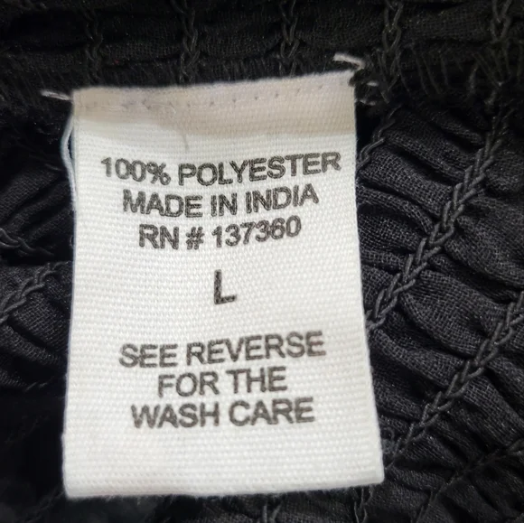 NWT Live 4 Truth Sheer Black Tie-Neck Ruffle Sleeve Top w/Smocked Waist | L - Picture 7 of 7